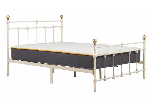 4ft Small Double Atlantic Traditional Ivory Metal Tubular Bed Frame 1